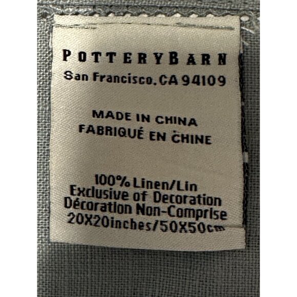 7 Pottery Barn Hemstitched 100% Linen Green Napkins Monogram W table Decor Party - Picture 4 of 4